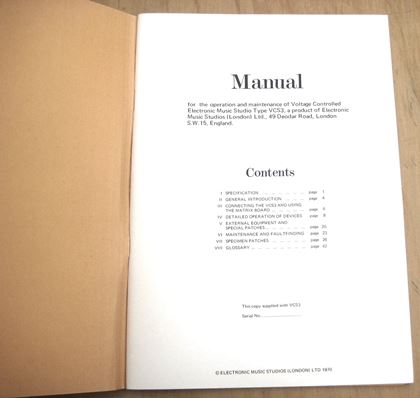 Ems-VCS3 MkI original manual (1970)